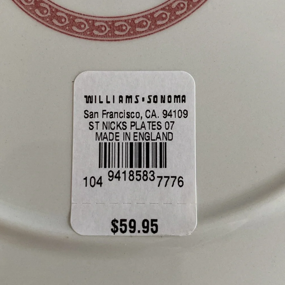 Spode Williams Sonoma St Nick Salad Plates Set of 8 Red Transferware NWT